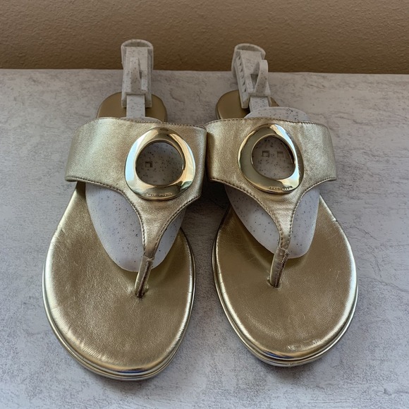 Anne Klein Shoes - Anne Klein Women Sandals 8M Wedge Gold Metallic Slip On Comfort Shoes